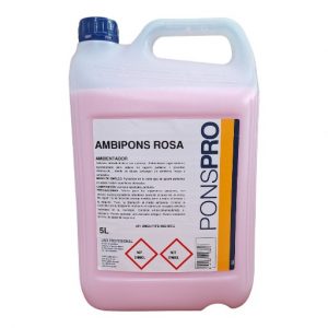 Ambientador Ambipons rosa perfumado 5 Litros,extremadamente concentrado dejando un aroma al ambiente durante mucho más tiempo
