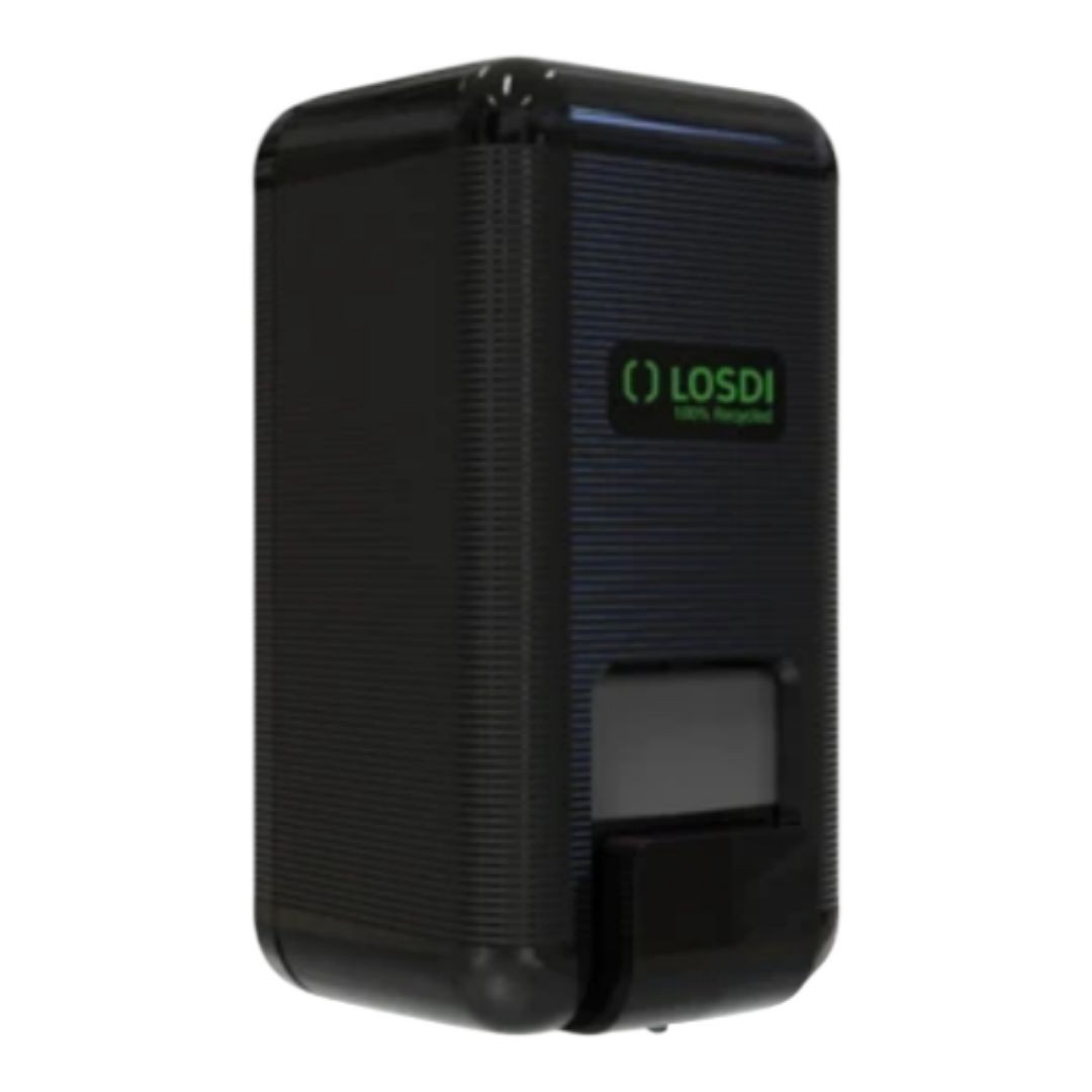 El dosificador de jabón negro de pared de la marca LOSDI es una solución práctica e innovadora, especialmente diseñada para satisfacer las necesidades del sector de la hostelería.