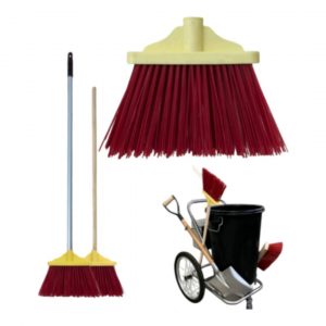 ESCOBA ROJA MÁS PALO MADERA 80 CM