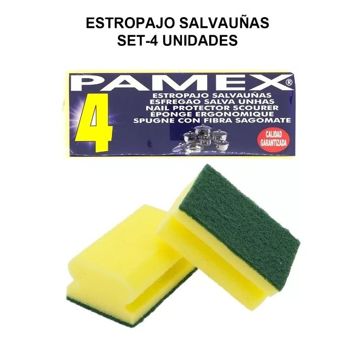 Estropajo salvauñas en pack de 4 unidades, ideales para cuidar tus uñas y limpiar con eficacia. Su diseño ergonómico garantiza comodidad