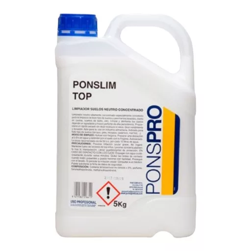 Fregasuelos concentrado Ponslim Top: Este producto proporciona una limpieza superior al resto de los productos de su gama, gracias a su presentación en concentrado y la calidad