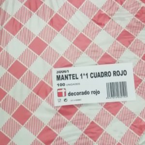 MANTEL DE PAPEL CUADROS ROJO BLANCO 1X1 C/400 UND