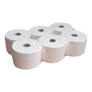 Papel higiénico extracción central P/6U de 170 metros por rollo, fabricado con pasta pura de doble capa. Su diseño es ideal para dispensadores especiales