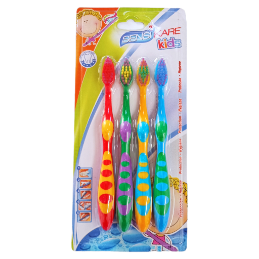 Los cepillos de dientes infantiles son esenciales para fomentar buenos hábitos de higiene oral desde una edad temprana.Pack de 4 unidades