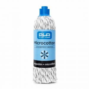 FREGONA MICROCOTON TRENZADA BLANCO/GRIS PLA