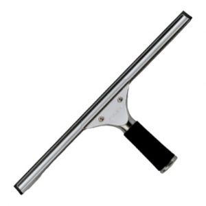 Limpiacristales profesional de 45 cm en acero inoxidable con goma intercambiable y mango antideslizante. Limpieza rápida y sin marcas