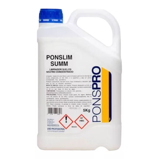 Fregasuelos concentrado Ponslim Sum 5 Kg Friegasuelos con formula neutra gracias a ella indicado para todo tipo de superficies.