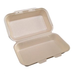 Envase de porex para serranitos, resistente y térmico. Mantiene la comida caliente. Pack de 125 unidades ideal para hostelería y take away.