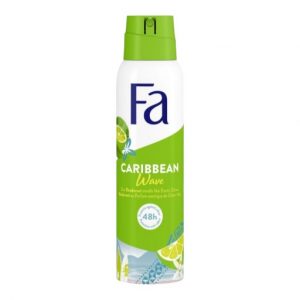 Desodorante Caribean Fa en spray unisex ofrece protección duradera contra olores, combinando frescura y comodidad.