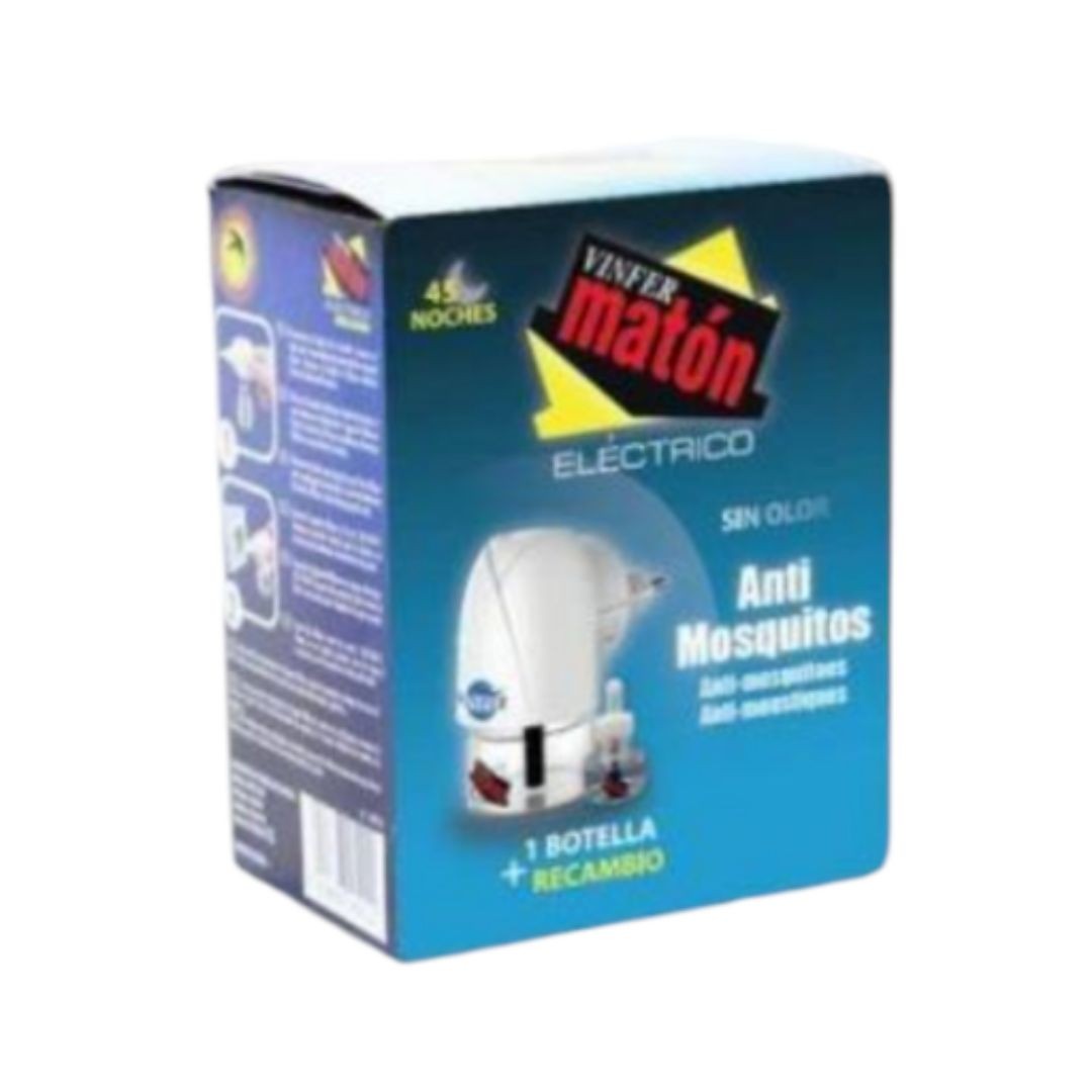 Antimosquitos eléctrico con recambio Matón, diseñado para proporcionar hasta 45 noches de protección efectiva
