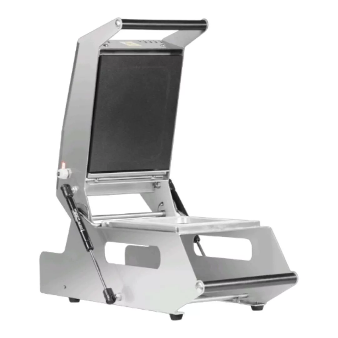 Termoselladora manual ts 150 de acero inoxidable ISI 304. Moldes construidos en aluminio anodizado.
Selladora manual de barquetas.