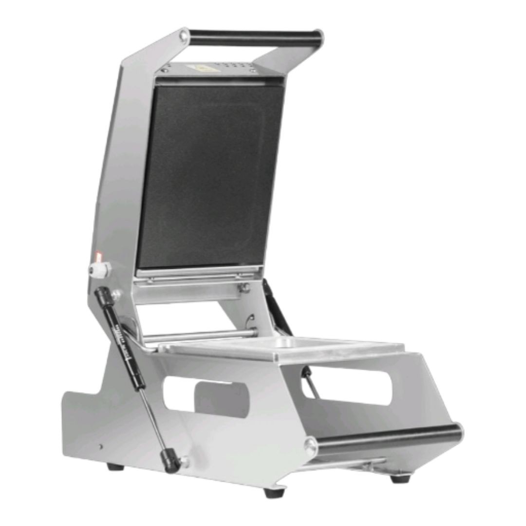 Termoselladora manual ts 150 de acero inoxidable ISI 304. Moldes construidos en aluminio anodizado.
Selladora manual de barquetas.