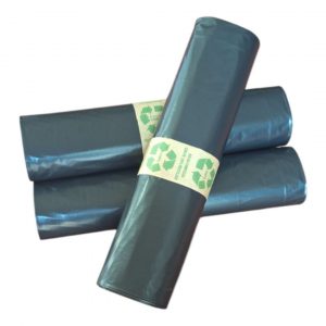 Rollo de bolsas negras de 90x115 cm, galga 140, perfectas para el almacenamiento y la recolección de residuos.