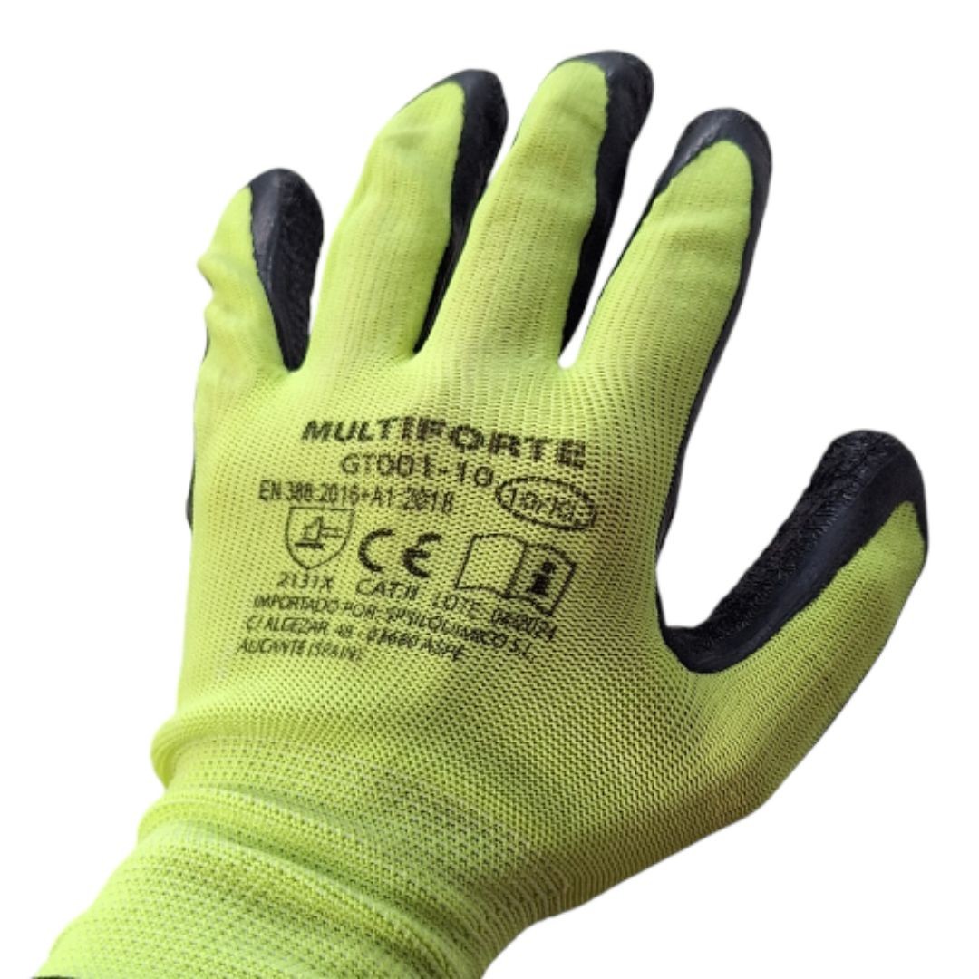 Guante jardinería y bricolaje con la palma recubierta de látex para un mayor agarre y de tela en la parte superior ideal para trabajos exigentes como jardinería, bricolaje e incluso para talleres de vehículos (Talla 10 XL)
Precio de un PAR
Bolsas de 12 pares
Color amarillo