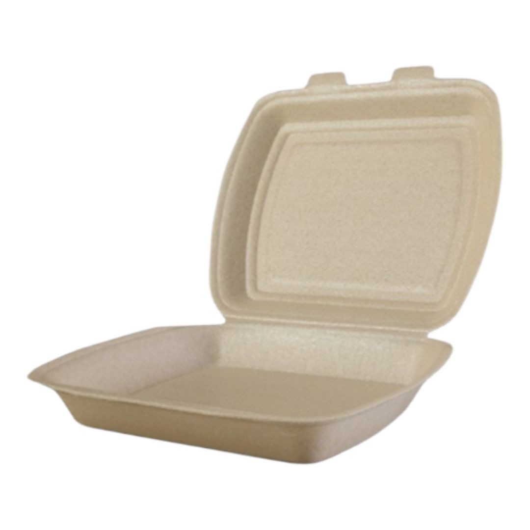 Envase de porex para comida con 1 compartimento. Térmico y resistente. Pack de 50 unidades ideal para hostelería y comida para llevar.