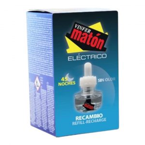 El recambio para insecticida eléctrico Matón de la marca Vinfer es una solución eficaz para mantener tu hogar libre de mosquitos durante 45 noches consecutivas.