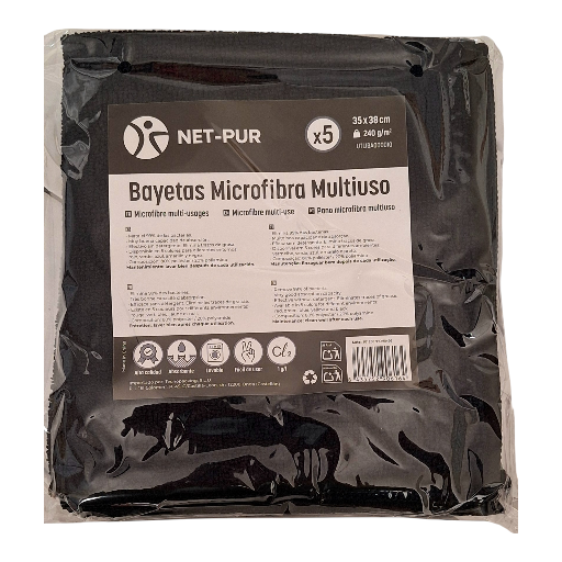 BAYETA DE MICROFIBRA NEGRA MULTIUSOS 5U - Imagen 2