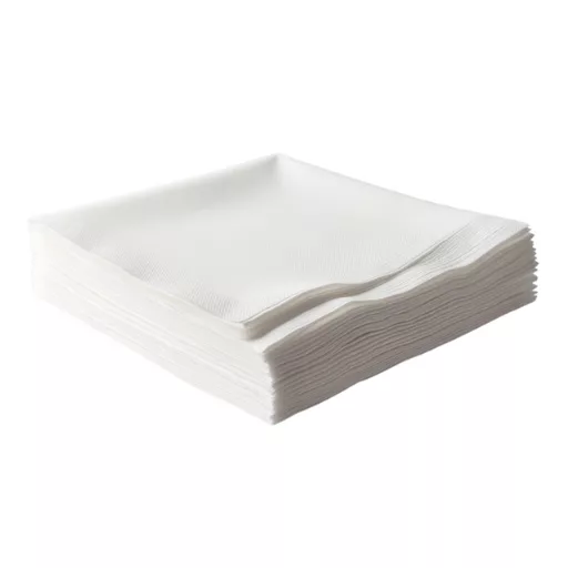 La servilleta de papel blanca de dos capas con un tamaño de 40x40 es una elección ideal para presentaciones elegantes en eventos y restaurantes.