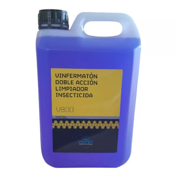 VINFERMATON DOBLE ACCIÓN es un producto innovador que combina la limpieza eficaz con el poder insecticida, ideal para mantener tus espacios libres de insectos rastreros y con un aroma agradable.