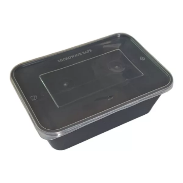 La tarrina negra rectangular de 750 cc es un producto ideal para servicios de catering, restaurantes y negocios de comida rápida.