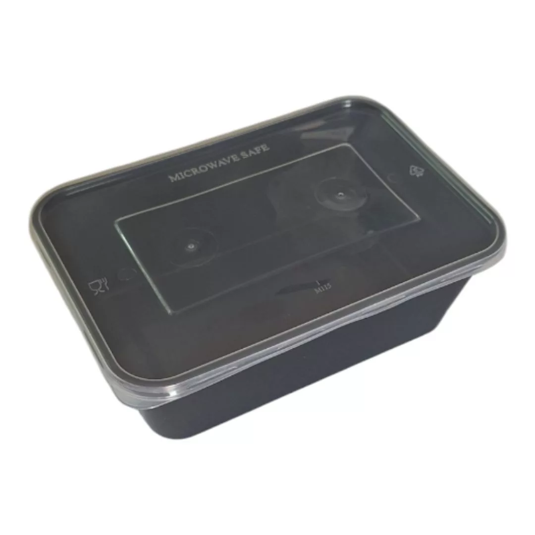 La tarrina negra rectangular de 750 cc es un producto ideal para servicios de catering, restaurantes y negocios de comida rápida.