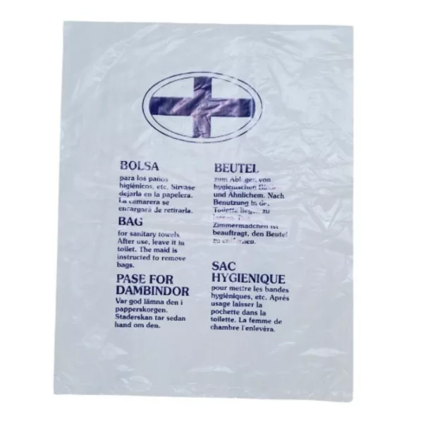 Bolsa Higiénica de Plástico para Productos Íntimos
Esta bolsa higiénica de plástico está diseñada específicamente para el manejo adecuado de productos íntimos como compresas, tampones y paños.