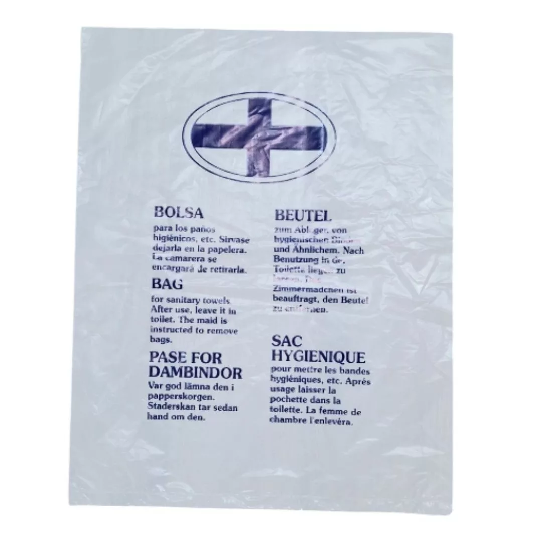 Bolsa Higiénica de Plástico para Productos Íntimos
Esta bolsa higiénica de plástico está diseñada específicamente para el manejo adecuado de productos íntimos como compresas, tampones y paños.