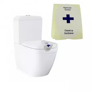 Precinto Señal Pegatina para WC
El precinto señal pegatina para WC es una solución práctica y efectiva diseñada para garantizar a los huéspedes que el inodoro ha sido adecuadamente higienizado, limpiado y desinfectado.