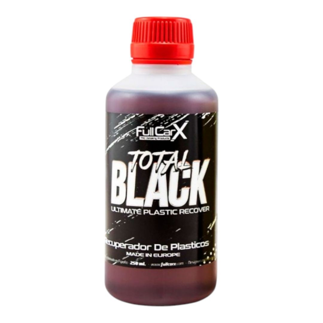 Recuperador de plásticos y neumáticos FullCarX 250 ml. Devuelve el negro intenso, protege del sol y la suciedad, con acabado duradero