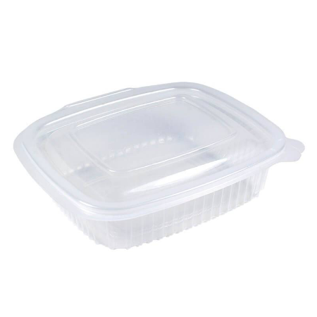 Tarrina de bisagra transparente 375 ml apta para microondas. Pack de 50 unidades ideal para comida caliente, take away, delivery y catering.

Prácticas y resistentes, estas tarrinas de bisagra con capacidad de 375 cc son la solución perfecta para envasar, transportar y servir alimentos calientes o fríos.