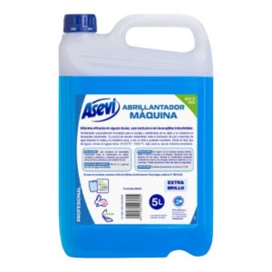 Abrillantador lavavajillas ASEVI 5L especial para aguas duras. Evita manchas y restos de cal, deja la vajilla brillante y seca rápidamente. Ideal para uso profesional.