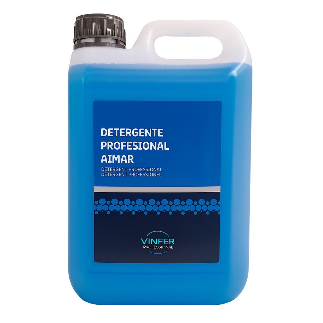 Detergente de ropa profesional Aimar 5L. Limpieza profunda, aroma fresco y cuidado total de los tejidos. Ideal para lavanderías y uso diario.