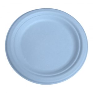 Plato llano biodegradable de caña de azúcar de 17 cm. Resistente, ecológico y apto para alimentos fríos y calientes. Pack de 50 unidades. Ideal para eventos y hostelería
