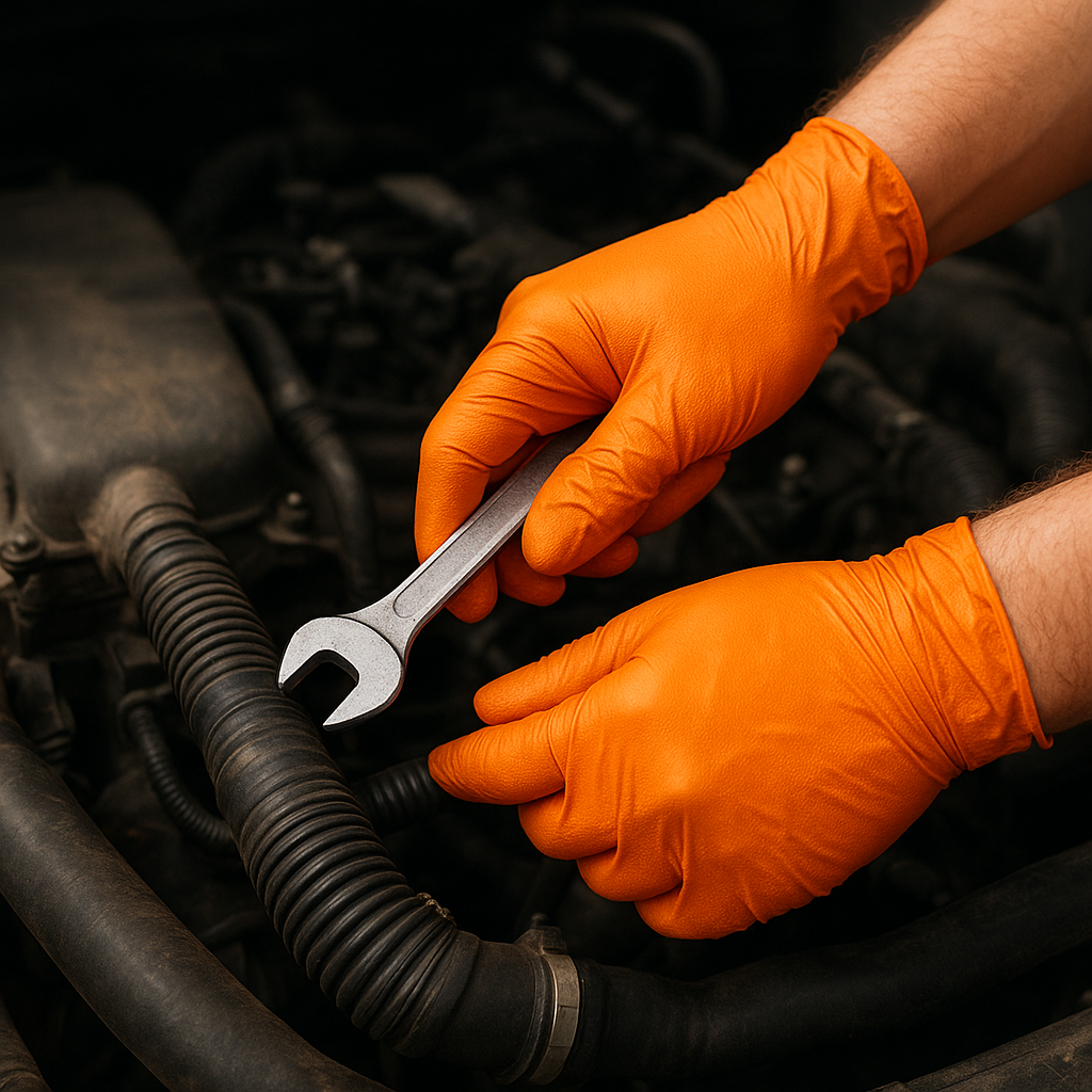 GUANTES DE NITRILO DIAMANTADO NARANJA T/M P/100 UDS - Imagen 3