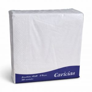 SERVILLETA DE PAPEL BLANCA CARICIAS 40X40  P/100 UDS