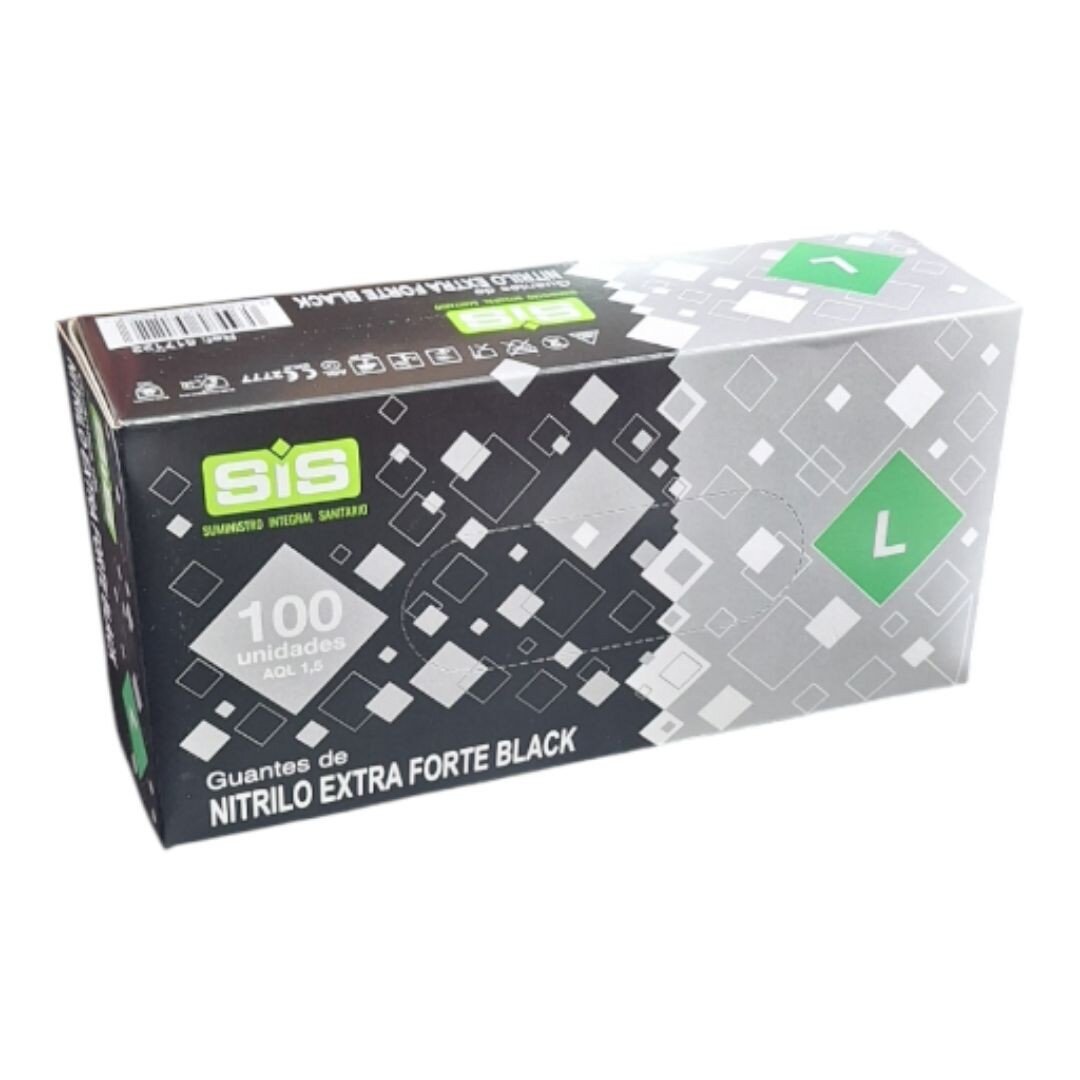 GUANTES DE NITRILO NEGRO EXTRAFUERTES 6 G T/L. P/100 UDS