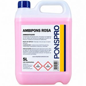 Ambientador Ambipons rosa perfumado 5 Litros,extremadamente concentrado dejando un aroma al ambiente durante mucho más tiempo