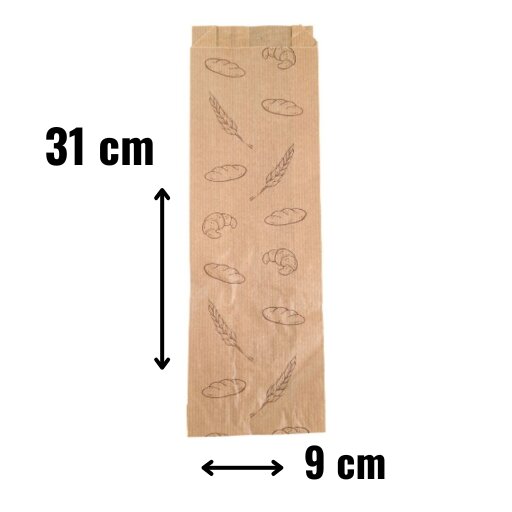 bolsa de papel kraft 9+5x32 c/1000u Bolsa de Papel Kraft para Bollería
Las bolsas de papel Kraft son una opción popular y ecológica para el empaque de productos de bollería.