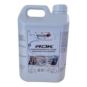 Desengrasante para máquina fregadora ROK es una mezcla sinérgica de tensioactivos de baja espuma, sales alcalinas, secuestrantes y perfumes