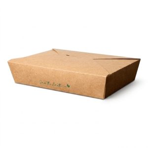 Envase de cartón portamenú de 1400 ml en pack de 50 unidades. Resistente, ecológico y ideal para delivery y comida para llevar. ¡La mejor opción para tu negocio!
