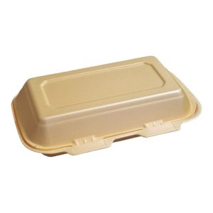 Envase de porex para serranitos, resistente y térmico. Mantiene la comida caliente. Pack de 125 unidades ideal para hostelería y take away.