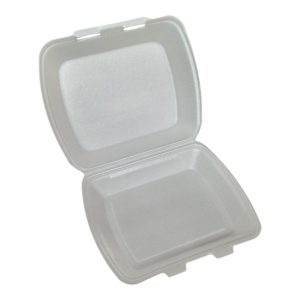 Envase de porex para comida con 1 compartimento. Térmico y resistente. Pack de 50 unidades ideal para hostelería y comida para llevar.