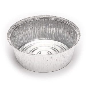 Envase redondo de aluminio de 1400 cc, ideal para alimentos calientes. Su estructura asegura una excelente retención de temperatura