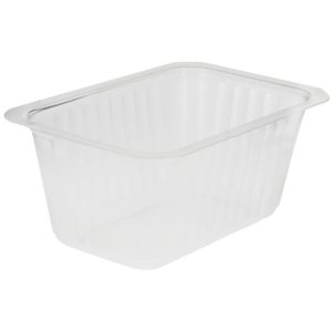 Envase termosellable de 370 cc, fabricado en materiales de alta calidad, ideal para envasar alimentos. Su sistema de sellado proporciona una hermeticidad óptima, prolongando la vida útil del producto.