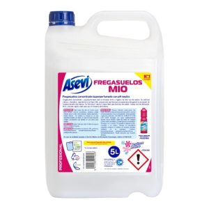 Fregasuelos concentrado Asevi Mio es un producto super perfumado con pH neutro que proporciona una limpieza duradera.
