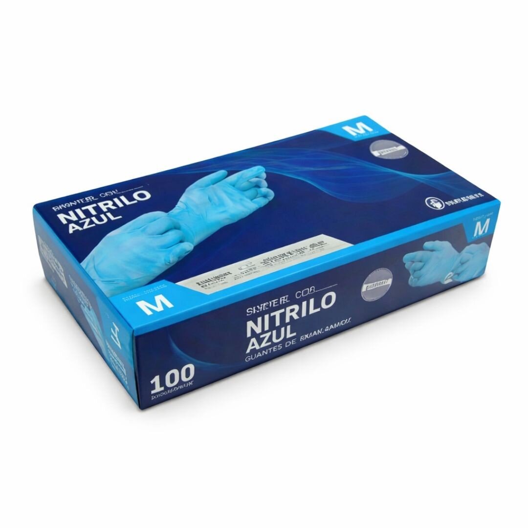 GUANTES DE NITRILO AZUL 3,5 G T/M P/100 UDS