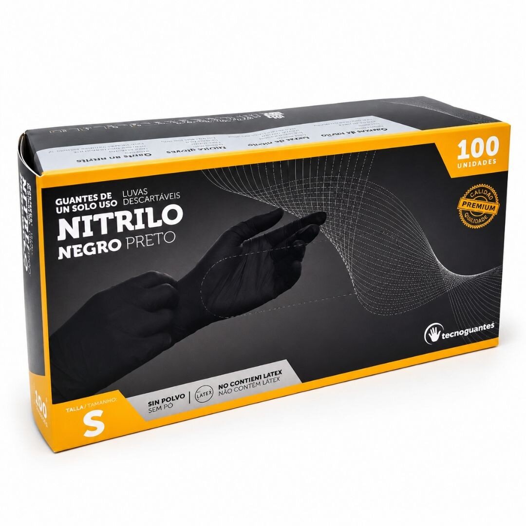 GUANTES DE NITRILO NEGRO PREMIUM 4,5 G 100 UDS T/S