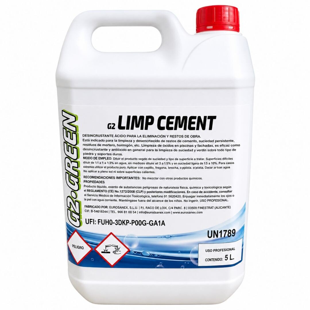 LIMPIADOR DE CEMENTOS Y TERMINACIÓN DE OBRA G2 GREEN 5 L