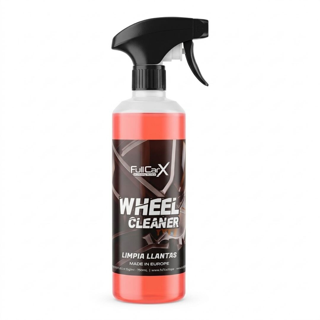 limpiador de llantas para coche wheel cleaner 750 ml Limpiador de llantas FullCarX 750 ml. Elimina polvo de frenos, grasa y suciedad difícil dejando tus llantas brillantes y como nuevas.
