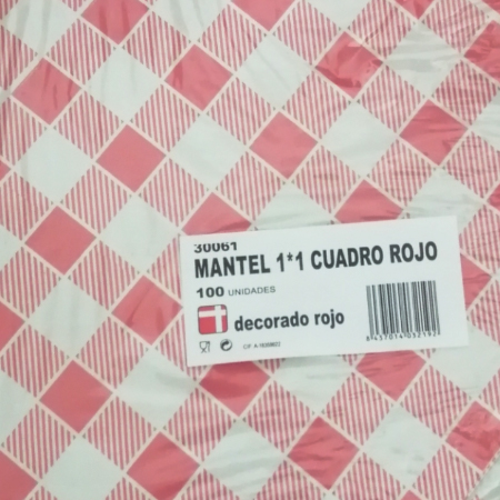 MANTEL DE PAPEL CUADROS ROJO BLANCO 1X1 C/400 UND